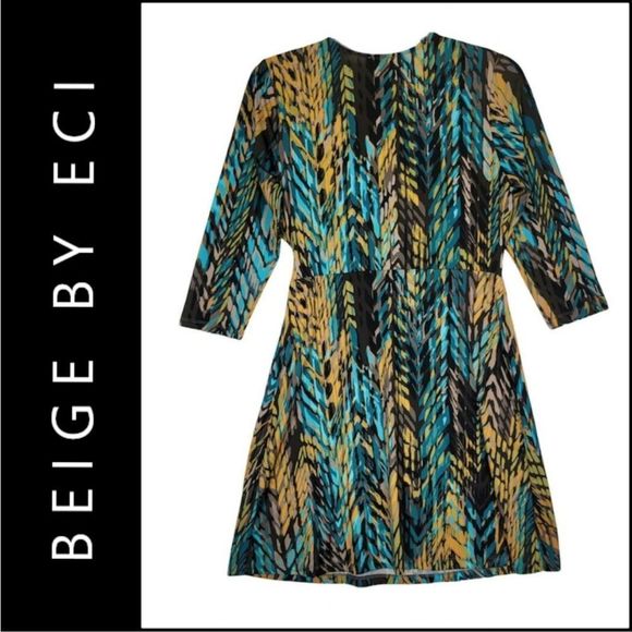 ECI Women's Plus Size Faux Wrap Around Dress - Picture 1 of 9